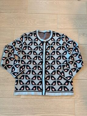 FENDI Geometric Bird Knit Cardigan Sweater Size Large VGUC